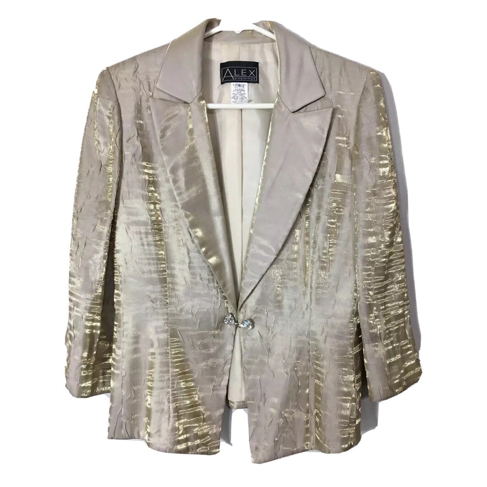 Alex Evenings Womens Jacket Sz 6 Gold Shimmer